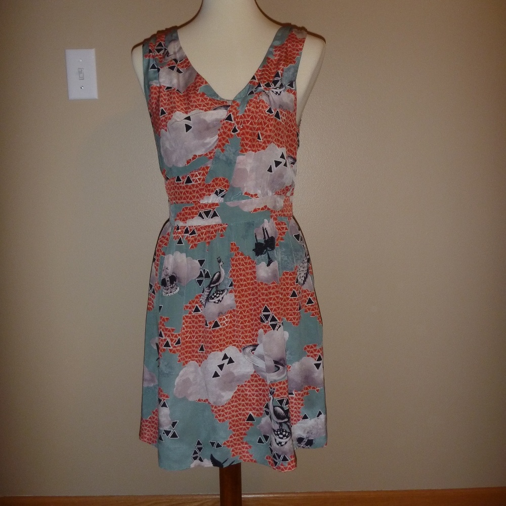 EUC Anthropologie Leifsdottir Dress Sz 4 Clouds & Planets